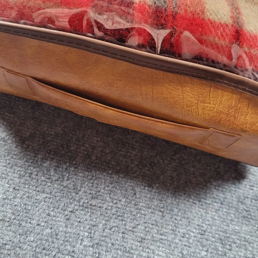 Pendleton Wool‎ Throw Blanket 52x70 Red Plaid Fringe Robe-in-Bag 100% Stadium